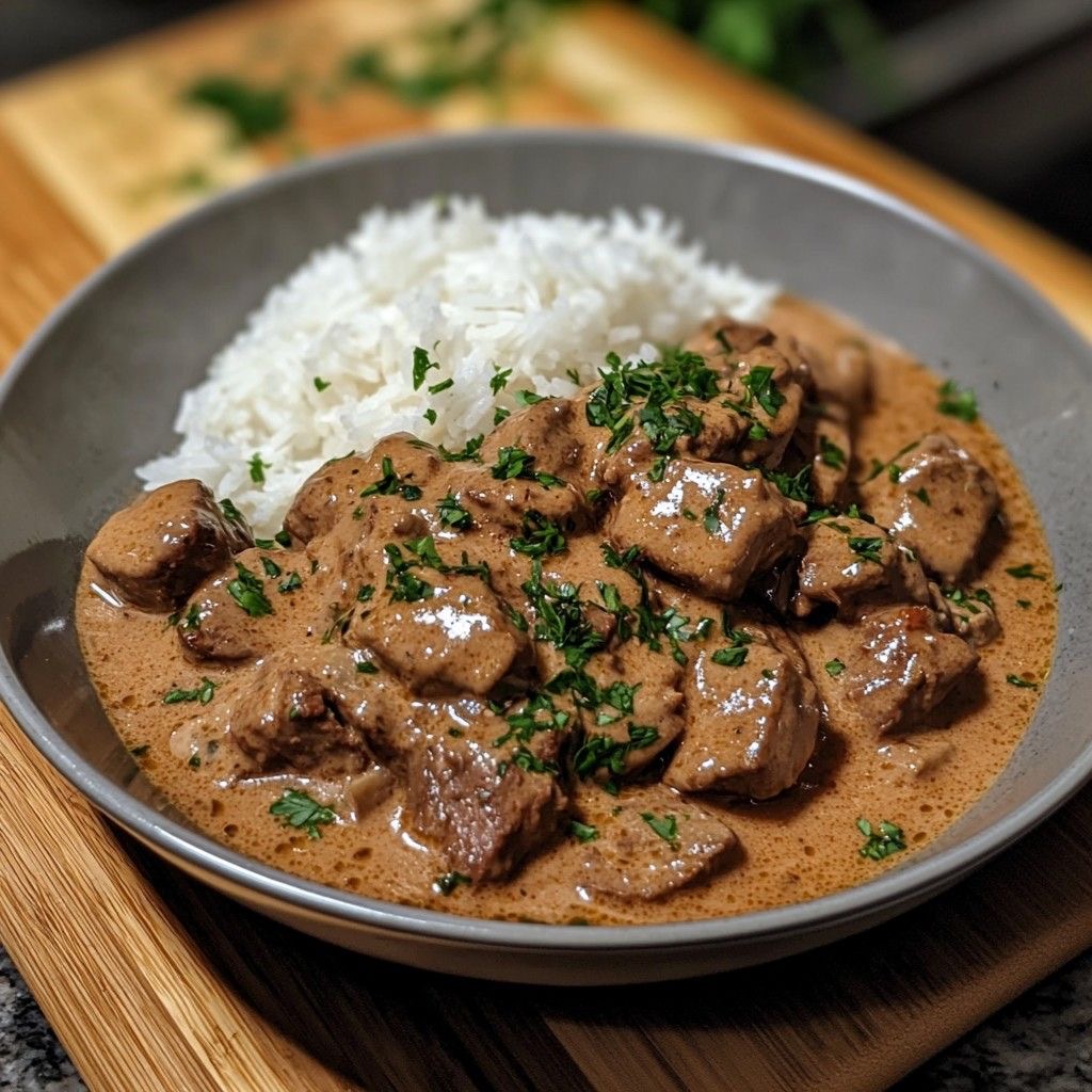 Émincés de boeuf sauce blanche